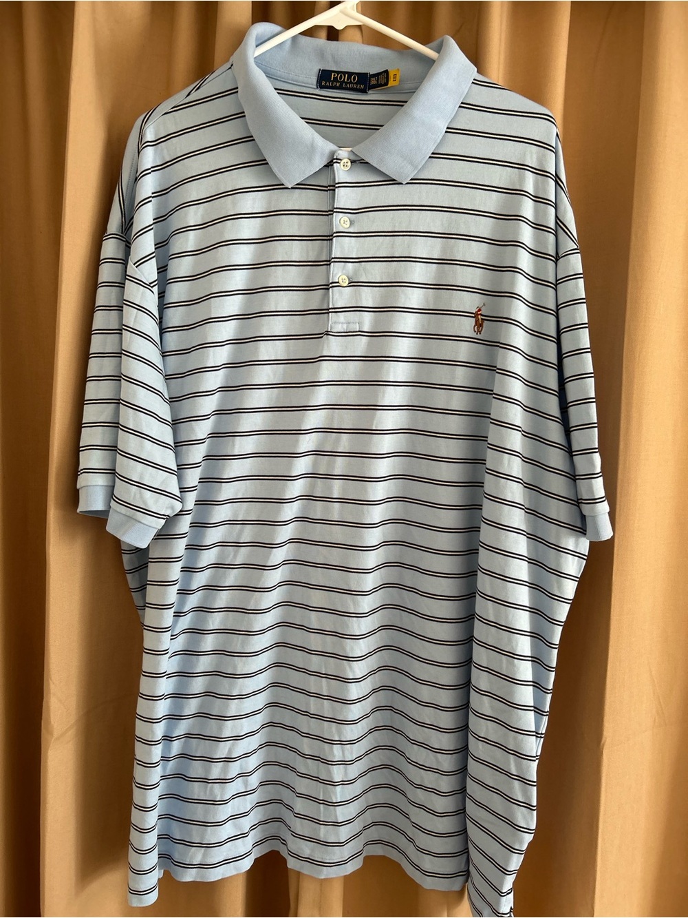 Polo Ralph Lauren Blue Striped Sh Sleeve Polo W/ Iconic Embroidered Pony 3XLT